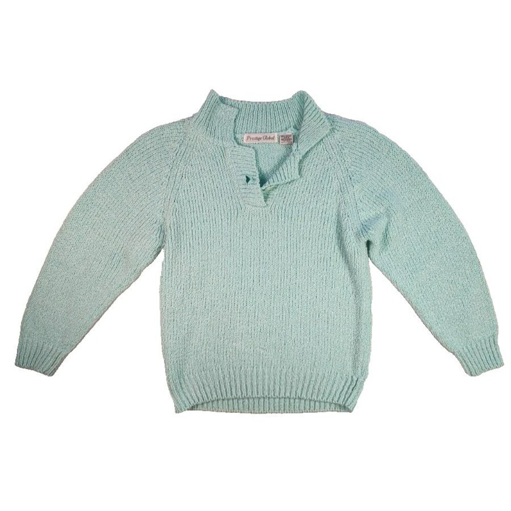 Prestige Global Blue 3/4 Sleeve Acrylic Collar Sweater Grandma Core Womens M